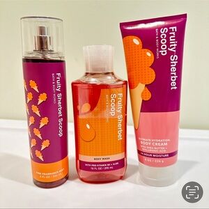 Fruity Sherbet Scoop Bath & Body Works 3 Piece Set NEW